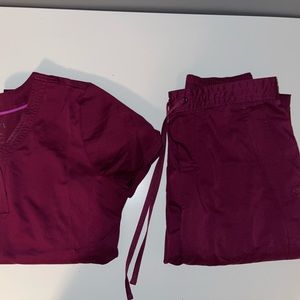 Healing Hands Burgundy Scrub Set